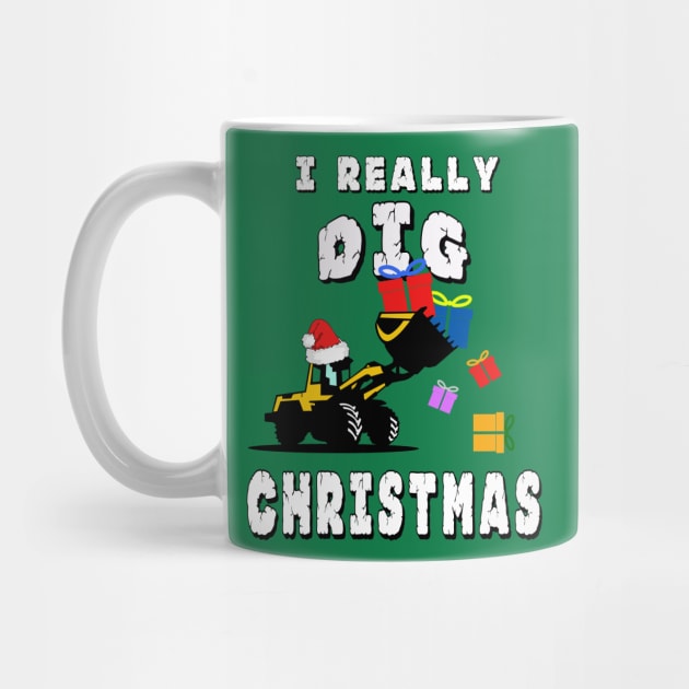 I Really Dig Christmas Excavator Gift for Kids G T-Shirt by Capital Blue